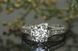 2Ct Round Cut Diamond Milgrain Solitaire Engagement Ring 14K White Gold Finish