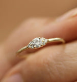1.2ct Round Cut Diamond Engagement Ring Petite Minimalist 14k Yellow Gold Finish