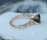 1.2ct Engagement Ring Emerald Cut Sapphire Marquise Accent 14k Yellow Gold Over