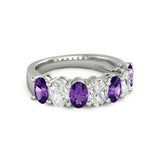 3Ct Oval Cut Purple Amethyst Diamond Stylish Engagement Ring 14K White Gold Over