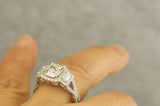 5Ct Emerald Cut DVVS1 Diamond Gatsby Halo Engagement Ring 14K White Gold Finish