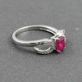 1.5ct Engagement Ring Radiant Cut Pink Ruby Split Shank 14k White Gold Finish