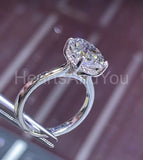 2.25ct Oval Simulated Diamond Hidden Halo Engagement Ring 14k White Gold Plated
