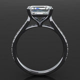 East West Solitaire Engagement Ring 1.75ct Emerald Diamond 14k White Gold Finish