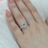 1.5ct Oval Cut Blue Aquamarine Diamond Accents Floral Ring 14k White Gold Finish
