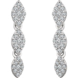 1ct Round Cut VVS1 D Diamond 3 Cluster Drop Earrings Women 14k White Gold Finish