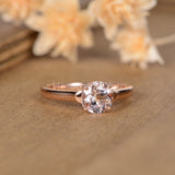 0.6ct Round Cut Simulated Peach Morganite Solitaire Ring 14k Rose Gold Plated