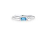 0.5ct Emerald Cut Blue Topaz Thin Minimalist Engagement Ring 14k White Gold Over