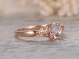 1.3ct Oval Cut Peach Morganite Diamond Accents Promise Ring 14k Rose Gold Finish
