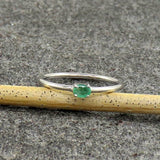 0.5ct Engagement Ring Oval Cut Green Emerald Minimalist 14k White Gold Finish