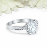1.7ct Oval Cut Diamond Engagement Ring Solitaire with Accent 14k White Gold Over
