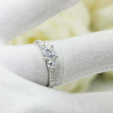 2ct Round Cut Diamond Solitaire with Accents Trilogy Ring 14k White Gold Finish