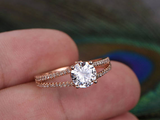 1.5ct Round Cut VVS1D Diamond Engagement Ring Split Shank 14k Rose Gold Finish