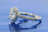 2.2ct Oval Cut Diamond Engagement Ring Halo 18k WhiteGold Over with Round Accent