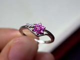 0.3ct Engagement Ring Round Cut Pink Ruby Floral Split Shank 14k White Gold Over