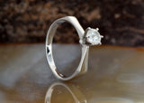 Unique Solitaire Engagement Ring 1ct Round Cut Diamond 14k White Gold Finish