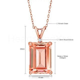 2ct Emerald Cut Simulated Morganite Solitaire Pendant Chain 14k Rose Gold Plated