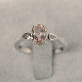 1ct Oval Cut Morganite Engagement Ring Solitaire Infinity 14k White Gold Finish