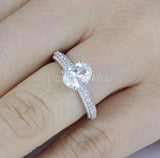 2.2ct Oval Simulated Diamond Pave Accents Engagement Ring 14k White Gold Plated