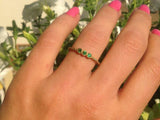 0.5ct Round Cut Emerald Trilogy Solitaire Engagement Ring 14k Yellow Gold Finish