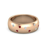 1Ct Round Cut Pink Ruby Diamond Wide Women Wedding Band 14K Rose Gold Finish