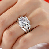 2.5ct Radiant Cut VVS1 Diamond Bridal Set Engagement Ring 14k White Gold Finish