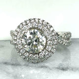 3ct Round Cut Diamond Engagement Ring Twist Shank Dual Halo 14k WhiteGold Finish
