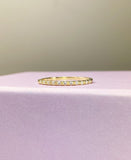 0.1ct Round Cut Moissanite Minimalist Women Wedding Band 14k Yellow Gold Plated
