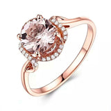 1.5ct Engagement Ring Round Cut Peach Morganite Diamond Halo 14k Rose Gold Over