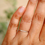 0.1ct Round Cut Moissanite Minimalist Women Wedding Band 14K White Gold Plated