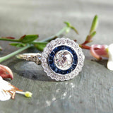 2.5ct Round Cut VVS1 Diamond Art Deco Floral Engagement Ring 14k White Gold Over