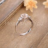 1ct Round Cut Simulated Morganite Petite Engagement Ring 14k Rose Gold Plated
