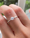 0.1ct Round Cut Moissanite Solitaire Women Engagement Ring 14k White Gold Plated