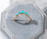 0.5ct Round Cut Simulated Turquoise Curved Stacking Band 14k Yellow Gold Plated