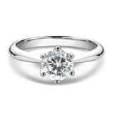 0.3ct Round Cut Moissanite Solitaire Women Engagement Ring 14k White Gold Plated