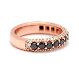 1.7ct Round Cut Diamond Wedding Band 14k RoseGold Finish Three Row Half Eternity
