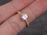 0.5ct Round Cut Diamond Vintage Solitaire Engagement Ring 14k Rose Gold Finish