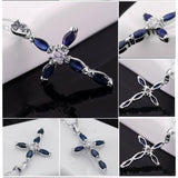 1ct Marquise Cut Blue Sapphire Holy Cross Pendant 14k White Gold Finish NO CHAIN