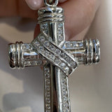 2ct Round Cut Moissanite Holy Cross Knot Pendant 14k White Gold Plated NO CHAIN