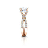Dual Split Shank Solitaire Ring 1.75ct Cushion Cut Diamond 14k Rose Gold Finish