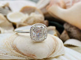 2ct Engagement Ring Cushion Diamond Braided Halo Solitaire 14k White Gold Finish