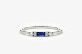 0.3ct Engagement Ring Baguette Cut Blue Sapphire Minimalist 14k White Gold Over