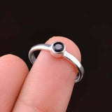 0.23ct Engagement Ring Round Cut Blue Sapphire Solitaire 14k White Gold Finish