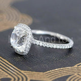 2.3ct Cushion Cut Simulated Diamond Halo Engagement Ring 14K White Gold Plated
