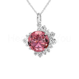 1.5ct Round Simulated Pink Sapphire Cluster Pendant Chain 14k Yellow Gold Plated