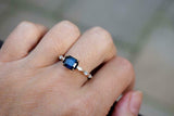 1.2ct Engagement Ring Emerald Cut Sapphire Marquise Accent 14k Yellow Gold Over