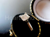 2.2ct Emerald Simulated Diamond Solitaire Engagement Ring 14k White Gold Plated