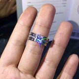 Bridal Set Engagement Ring Guard 1.5ct Princess Cut Diamond 14k WhiteGold Finish