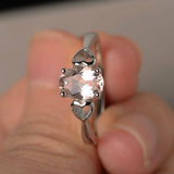 1ct Oval Peach Morganite Promise Solitaire Engagement Ring 14k White Gold Finish