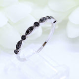 0.7ct Round Cut Black Diamond Wedding Band Half Eternity 14k White Gold Finish